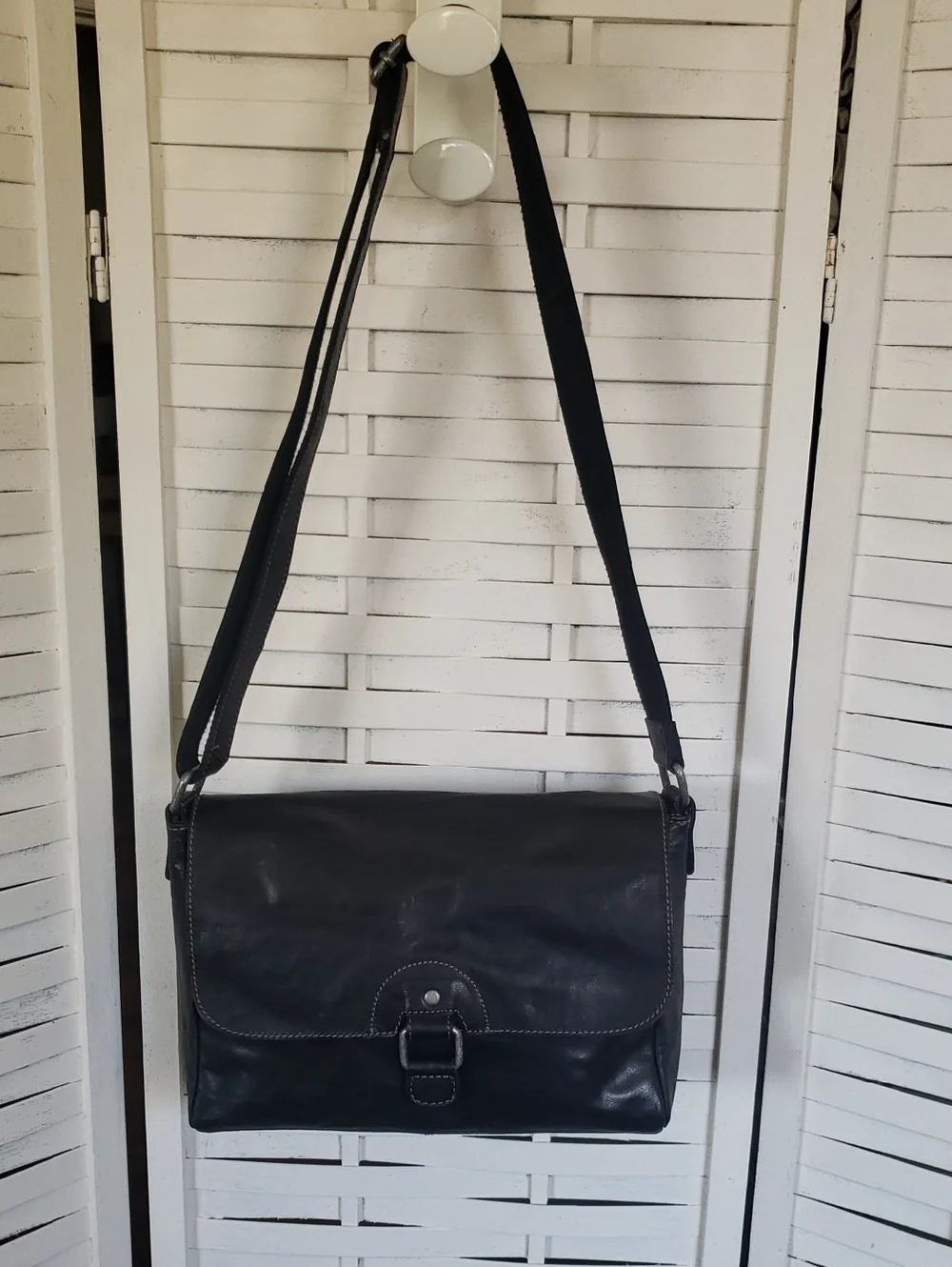 Jack George Black Leather Crossbody/Shoulder Bag